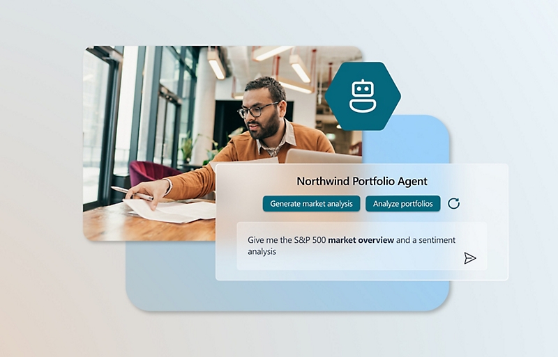 CRUX, please create a stylized UI of the following prompt in Northwind Portfolio Agent: Northwind Portfolio Agent [Generate market analysis] [Analyze portfolios] Give me the S&P 500 market overview and a sentiment analysis