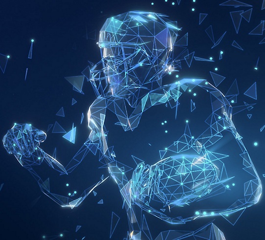 O imagine 3D a unui jucător de fotbal într-o cască