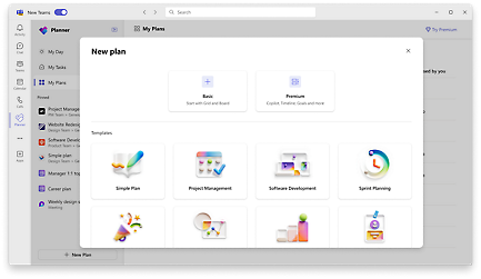 Apparaatscherm met de bordweergave voor een project in de Planner-app in Teams