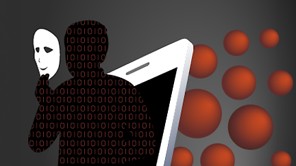 Een silhouet van een persoon met een mobiele telefoon