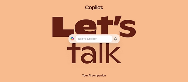 Let's Talk on a background behind a Copilot seach prompt