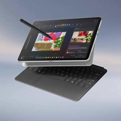 Surface Pro Platinum with detachable keyboard, Slim Pen and colour bloom screen