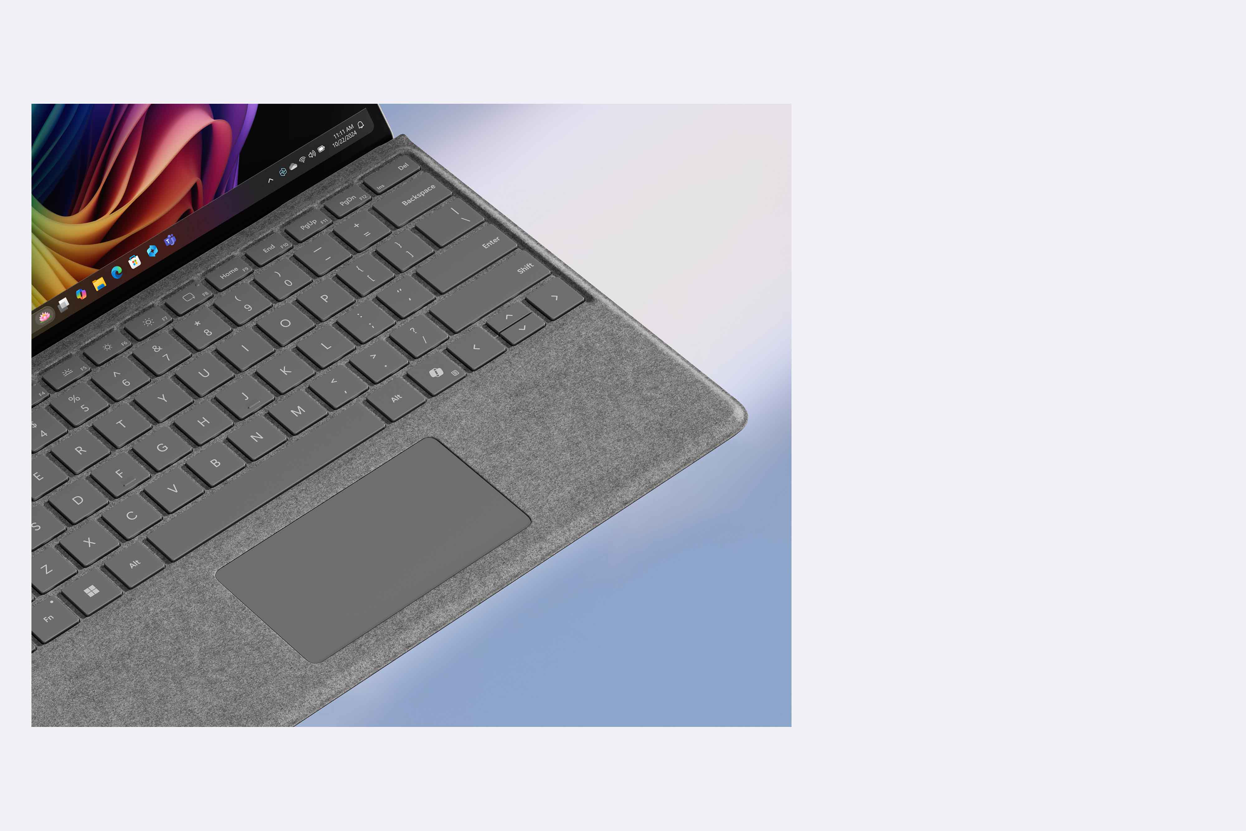 Close-up of Surface Pro Violet bottom screen and keyboard