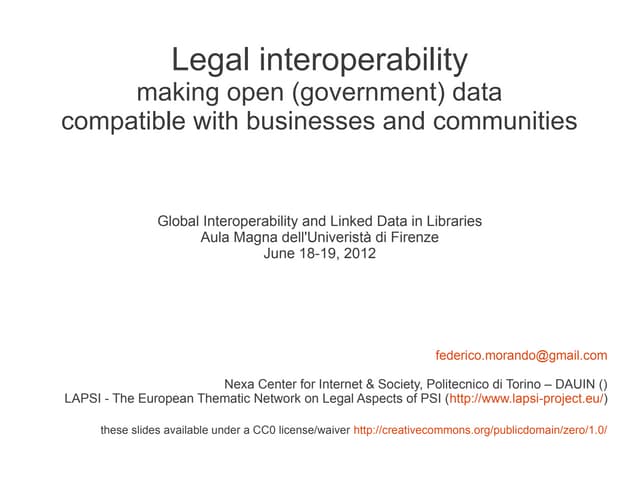 Linked Heritage - Legal Interoperability