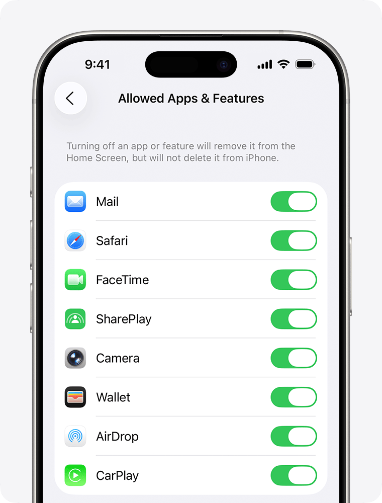 iPhone screen showing Allowed Apps that you can manage. 