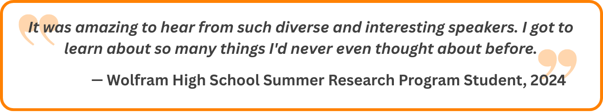 It was amazing to hear from such diverse and interesting speakers. I got to learn about so many things I'd never even thought about before.