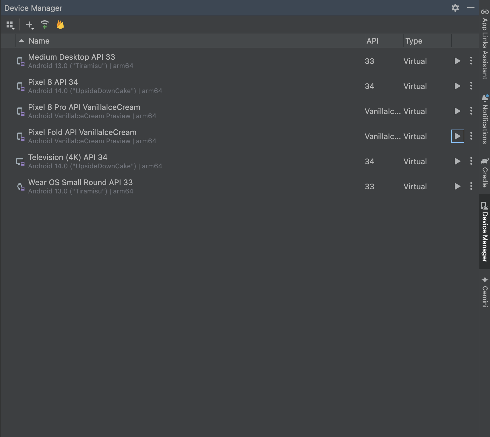 Liste du Gestionnaire d'appareils