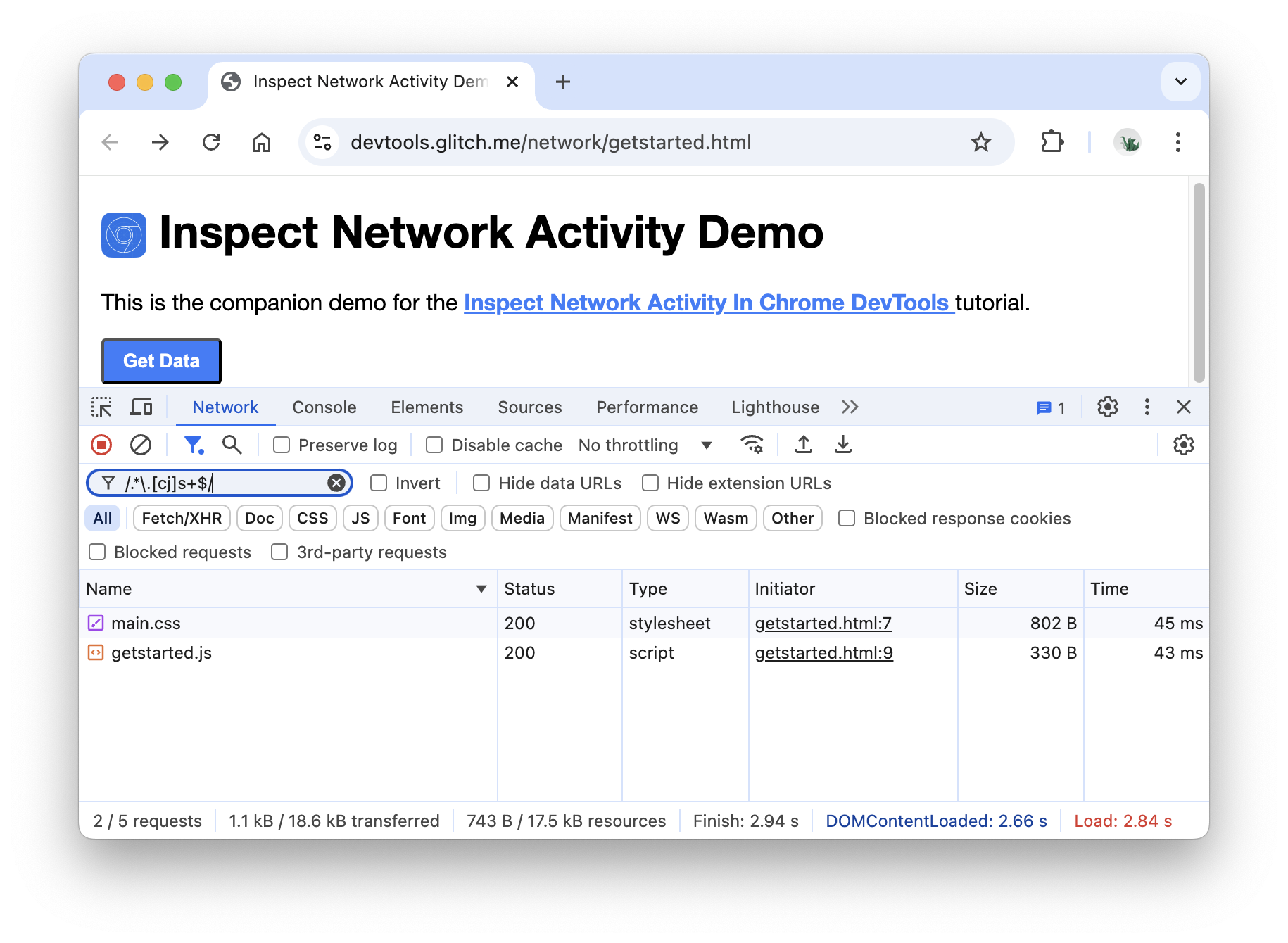 نتائج فلتر التعبير العادي في سجلّ الشبكة