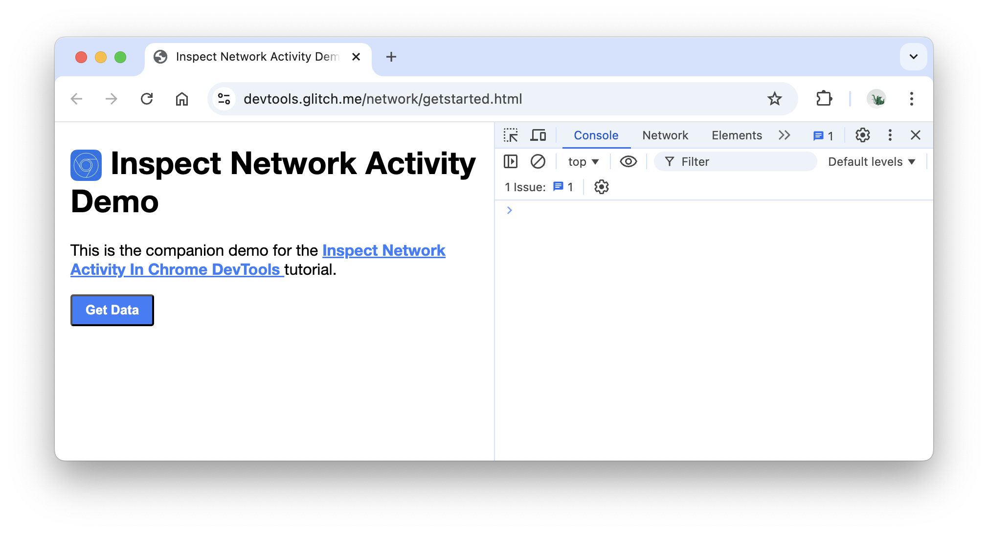 DevTools の [コンソール] パネル。