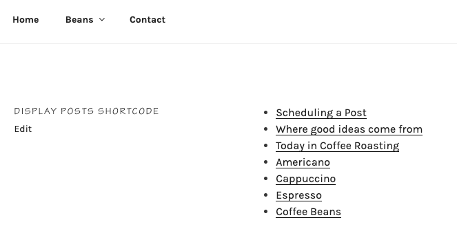 Visualizza shortcode degli articoli live