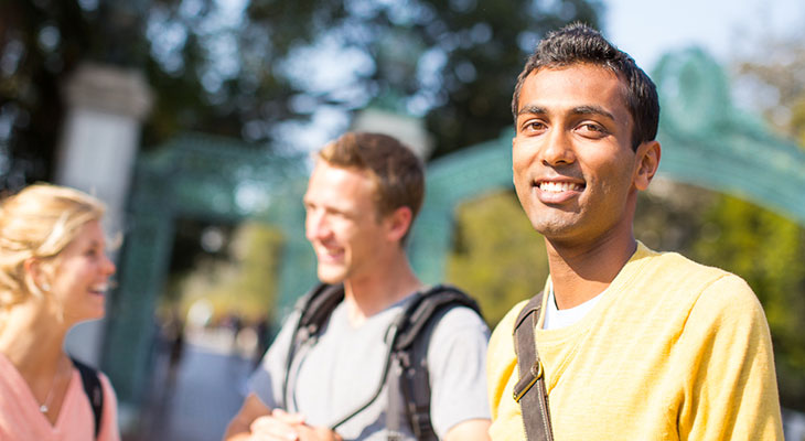 Student looking at camera smiling