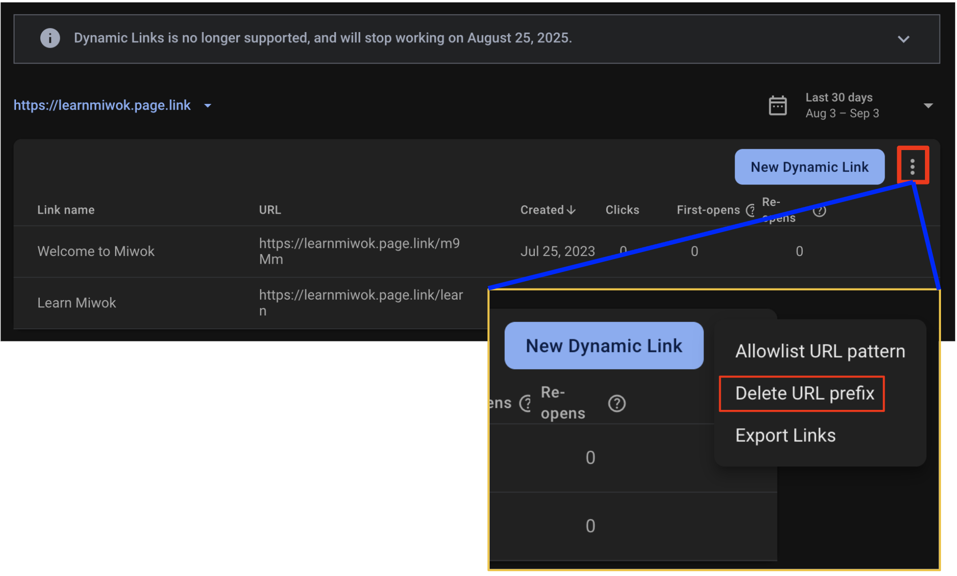 URL পাথ প্রিফিক্স বিকল্পগুলির FDL কনসোলের স্ক্রিনশট