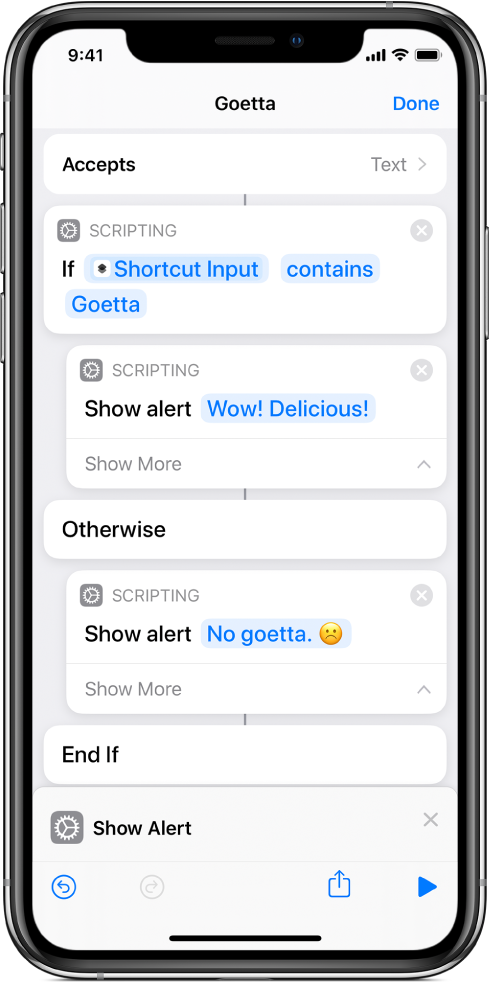 Configuración de una acción Si