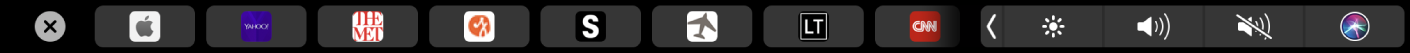 The Safari Touch Bar with favorite pages displayed.