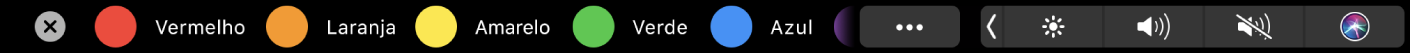 A Touch Bar do Finder a mostrar os identificadores que podem ser aplicados.