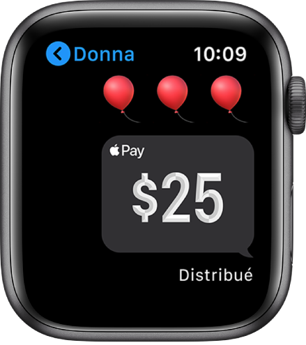 Un écran de Messages montrant qu’un paiement a été effectué à l’aide d’Apple Cash.