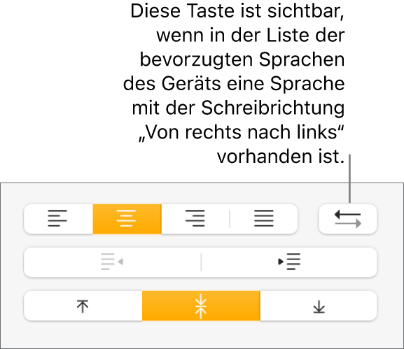 Taste für Absatzrichtung im Abschnitt „Ausrichtung“ der Seitenleiste „Format“