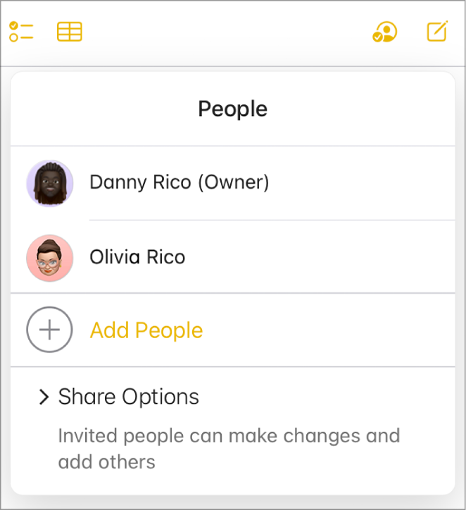 Liste des participants avec le bouton Ajouter des personnes en bas.