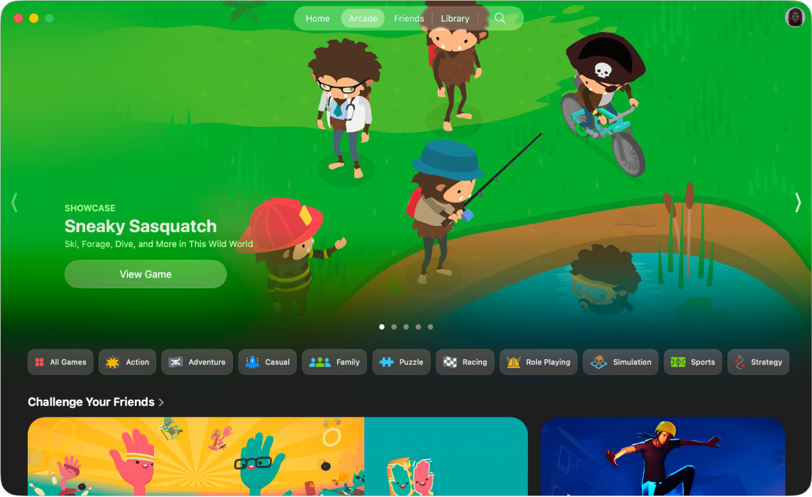 Une fenêtre de l’app Jeux sur Mac affichant un jeu.