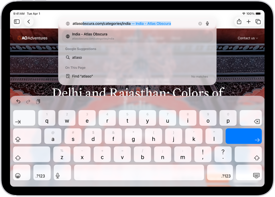 একটি ওয়েবপেজের সার্চ ফিল্ডে “atlas” টাইপ করা হয়েছে এবং URL-এর বাকি অংশ স্বয়ংক্রিয়ভাবে পূরণ হয়ে গেছে। সার্চ ফিল্ডের নিচে Google সার্চ-এর পরামর্শ রয়েছে।