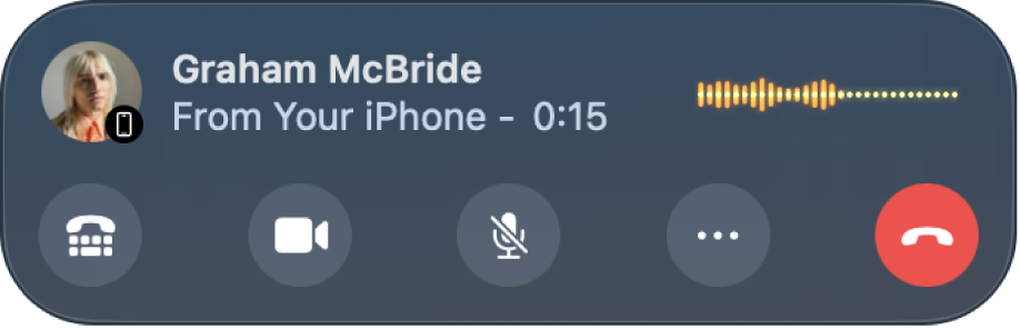 An incoming call, with the RTT button at the bottom left.