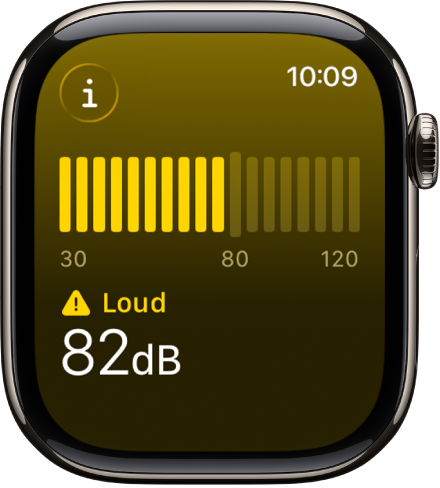 Appen Støj, der viser en lydmåler og et lydniveau på 89 decibel med ordet ”Højt” ovenover.