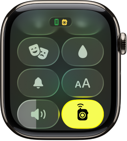 In Control Center, the Walkie-Talkie button is yellow to indicate that Walkie-Talkie is turned on.