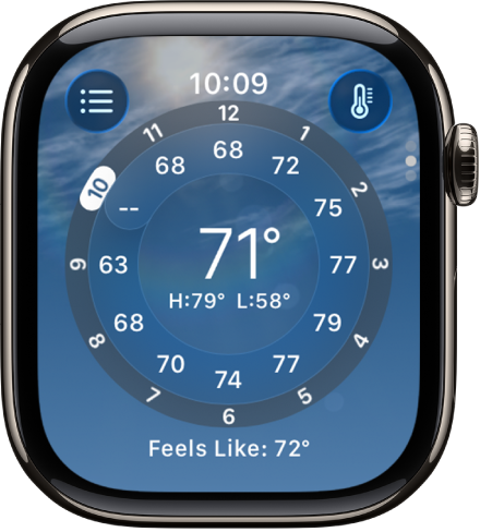 L’app Météo qui affiche les prévisions horaires de température.
