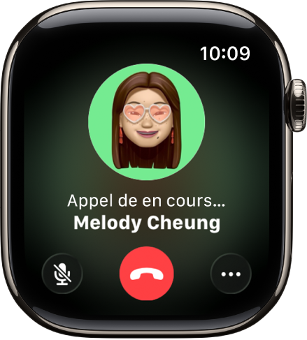 L’app Téléphone affichant des options pour un appel. Le bouton « Répondre sur l’iPhone » se trouve en haut et une réponse suggérée apparaît en dessous.