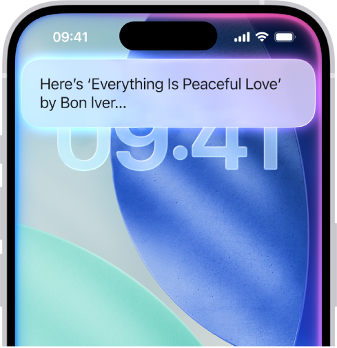 iPhone ที่แสดงการตอบกลับจาก Siri ที่ด้านบนสุดของหน้าจอ