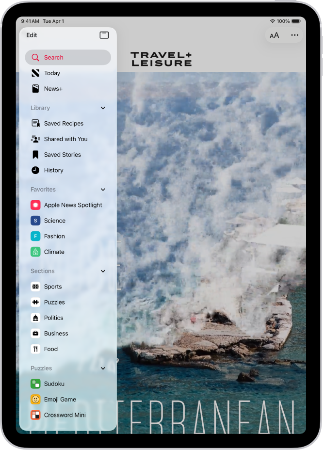 V postrannom paneli nad článkom v apke News sa zobrazujú nasledované kanály a témy.