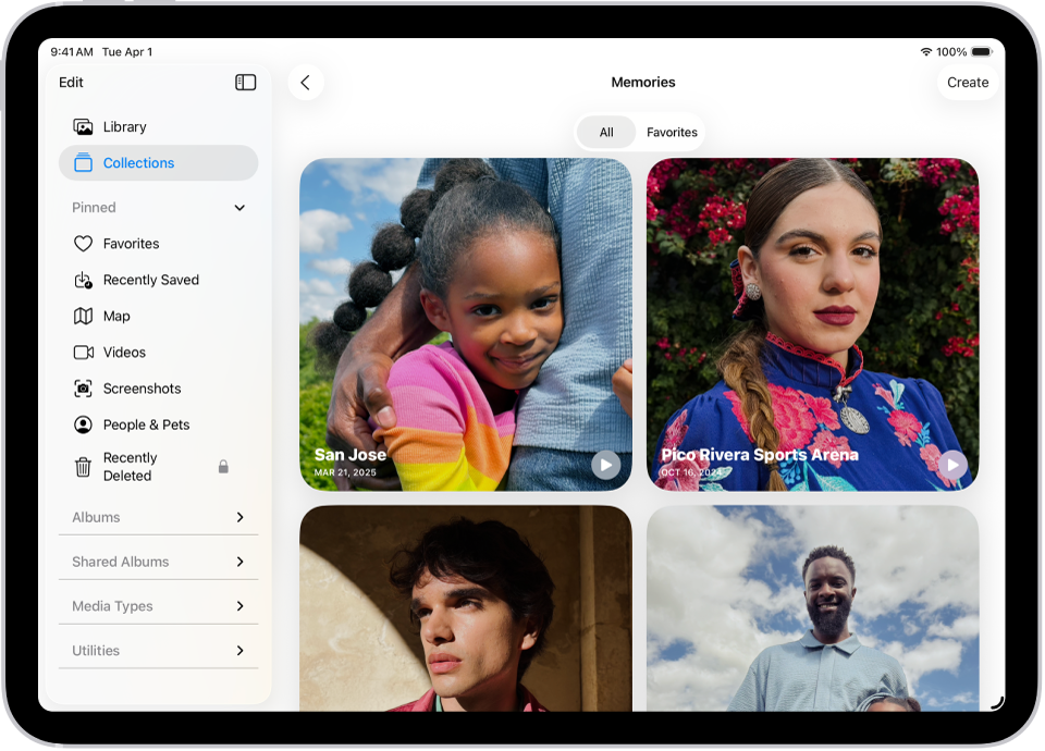Відкрито програму «Фотографії», і на бічній панелі вибрано вкладку «Колекції».