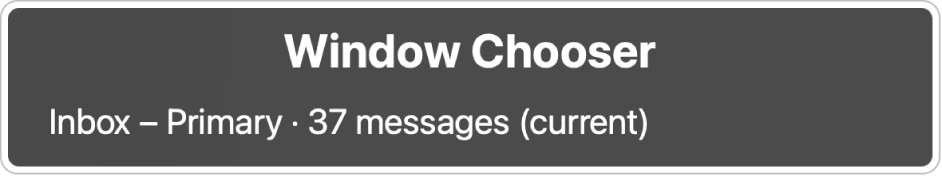 منتقي النوافذ يُظهر نافذة مفتوحة.