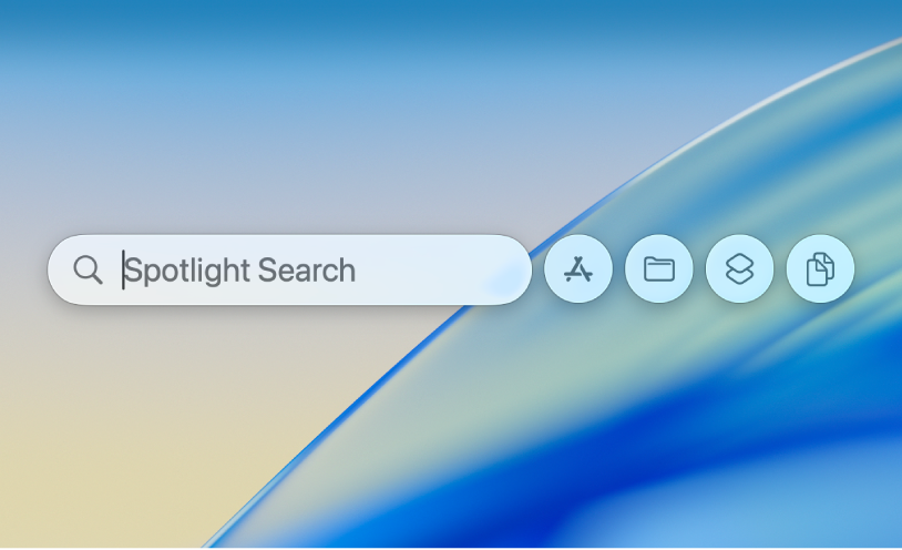 Spotlight search on a Mac desktop, showing an empty search field.