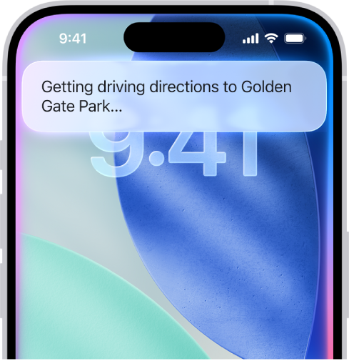 La pantalla de un iPhone mostrando una respuesta de Siri en la parte superior.