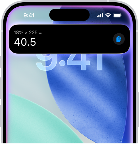 La pantalla de un iPhone mostrando una respuesta de Siri en la parte superior en forma de un cálculo.
