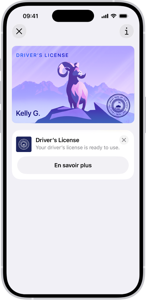 Une pièce d’identité dans l’app Cartes.