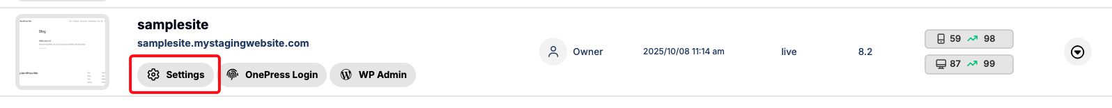 Screenshot of Domain control panel