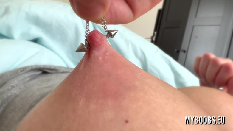 My Boobs: He Play Pierced Nipples With Hot MILF Big Boobs and...