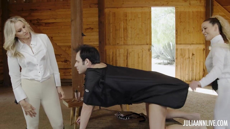 Julia Ann: Julia Ann Pony Slave Groomed &amp; Lubed in the Shed