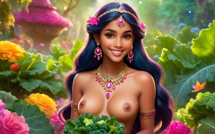 LustRender: Beautiful Big Breasted Nude Indian Elf Girl with Kale
