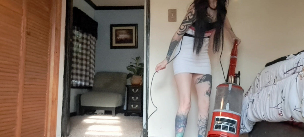 PandoraSG: Sexy Vacuuming in a Mini Dress - Housework Fetish Sfw