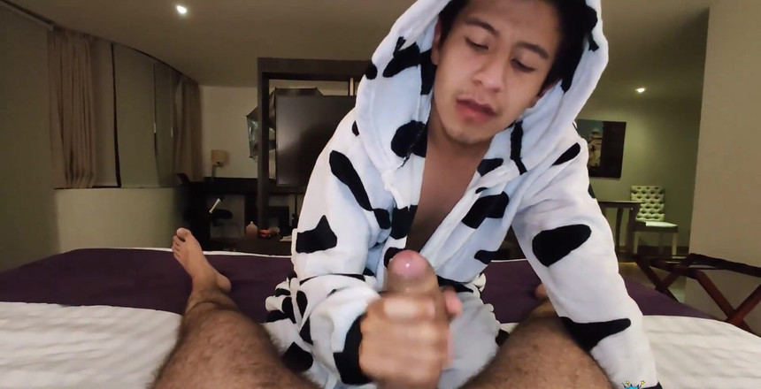 Camilo Brown: In a cow pijama sucking and riding my big uncut...