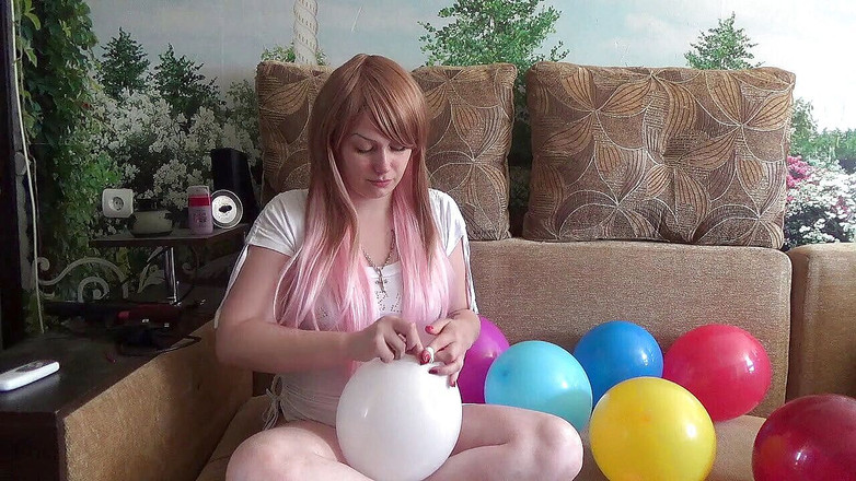 Goddess Misha Goldy: I Am Blowing 10 Different Color Balloons!