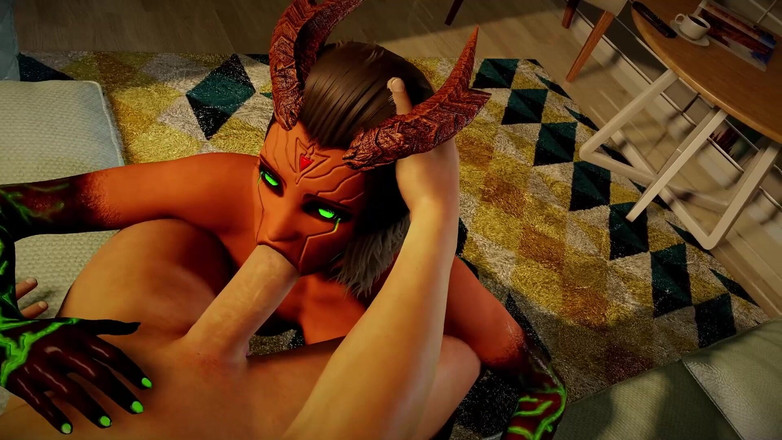 Wraith ward: Chica demonía con ojos verdes tóxicos da mamada en primer...