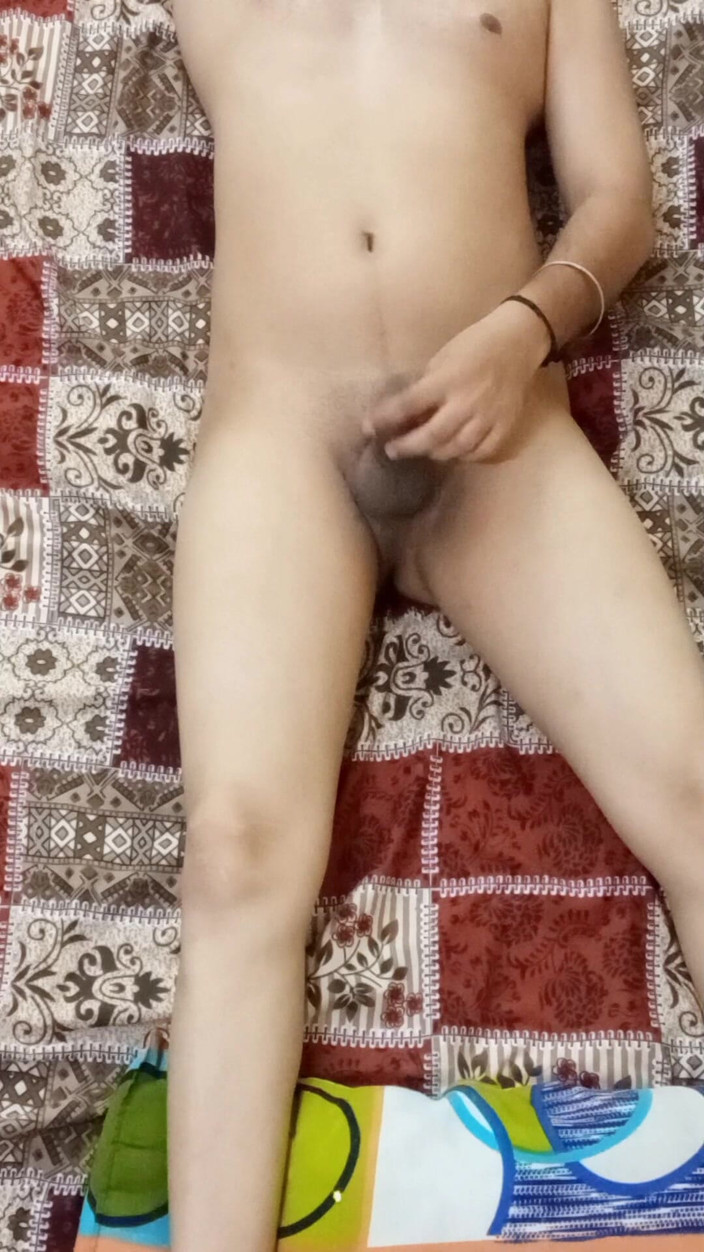 Rockko234: Indian Husband Naked on Bed, Enjoying with His Dick