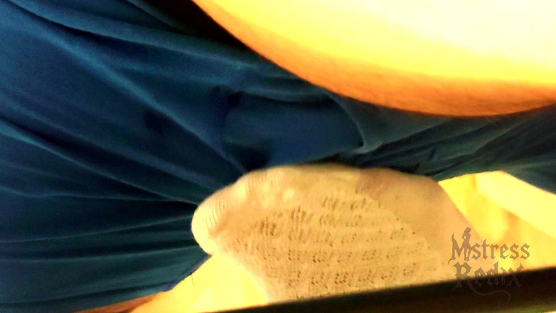 Mistress Redix: Sockjob &amp; Ruined Orgasm Under Table