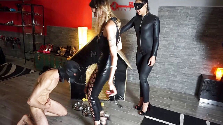 Lady Mesmeratrix Official: Two femdom girls use their slave as a pet
