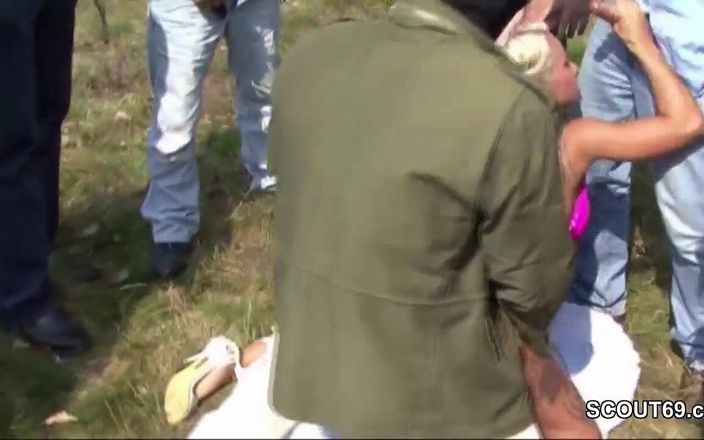 Full porn collection: German Amateur Pornstar in Outdoor Gangbang with 14 Men