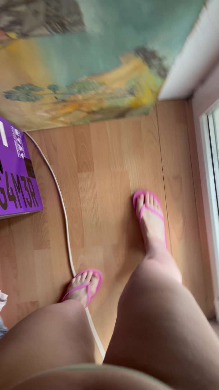 Feet: POV: Sounds of Flip-flops Walking